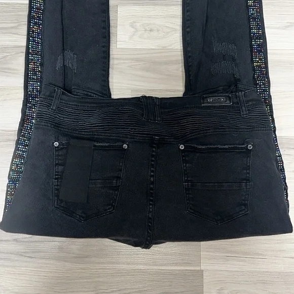 PREME - MEN’S BLACK DISTRESSED / MULTI COLOR DIAMOND JEANS SIZE 42W/34L - Picture 3 of 5